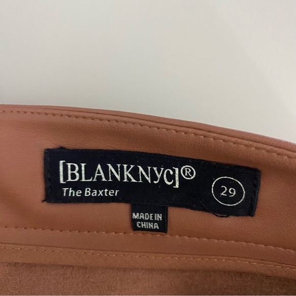 Blank NYC Baxter Ribcage Straight Leg Vegan Faux Leather Pants 29 Carmel Tan - Picture 7 of 13